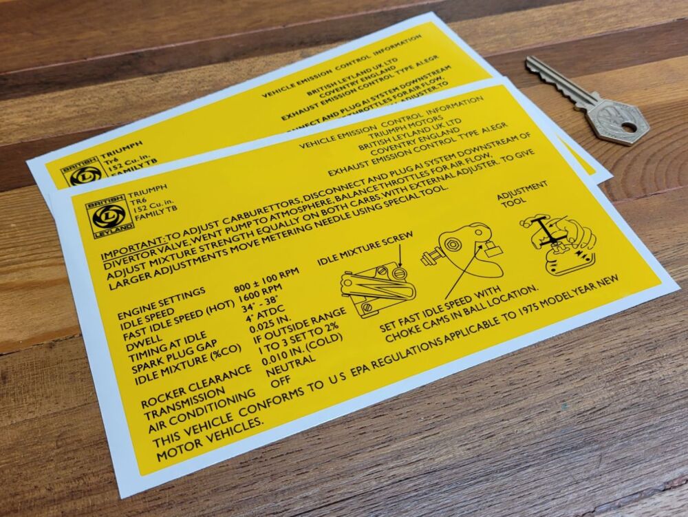 Triumph TR6 Vehicle Emission Control Sticker - 7.5"