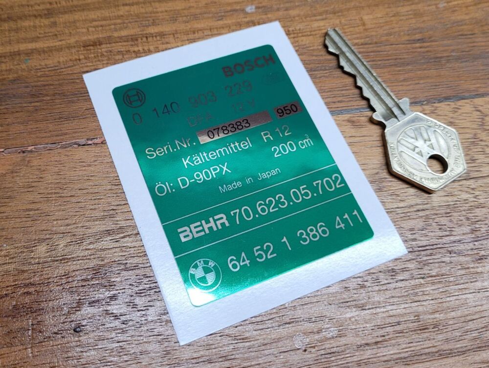 Bosch & Behr Serial Number Sticker - 2.75"