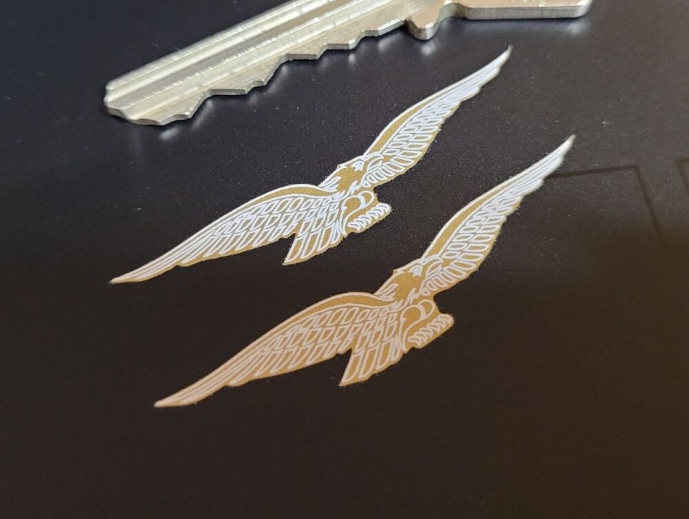Moto Guzzi Soaring Eagle Stickers - White & Gold - 2" Pair