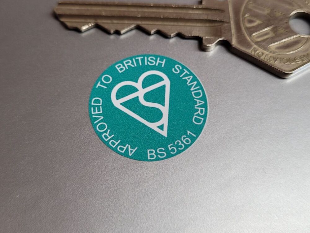 zzz Approved To British Standard BS 5361 Teal Stickers - 1" Pair (Sep 25)
