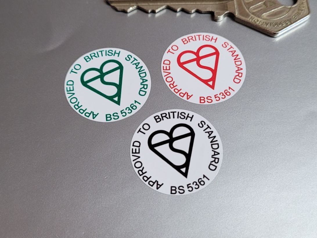 zzz Approved To British Standard BS 5361 Stickers - 1" Pair (Aug 25)