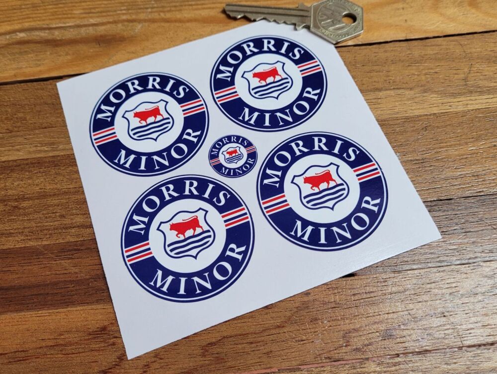 zzz Morris Minor Wheel Centre Style Stickers - Set of 4 - 50mm