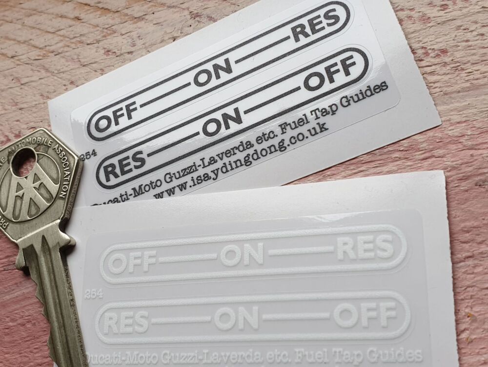 Moto Guzzi, Ducati, Laverda  etc. Italian Motorcycle Fuel tap/Petcock Stickers Handed Pair.