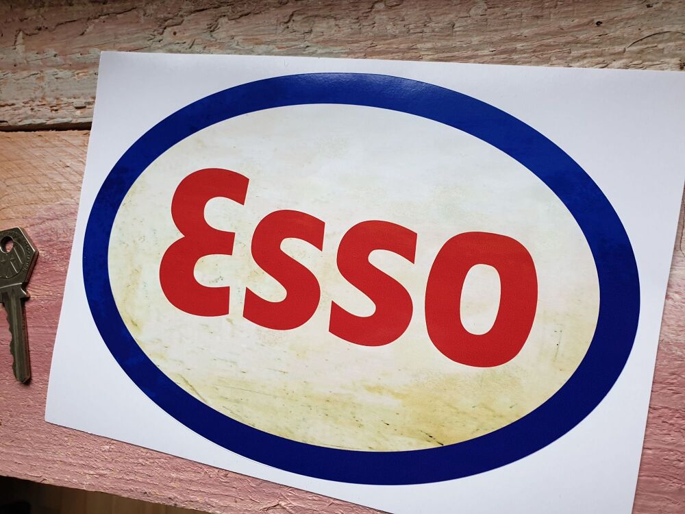 Esso Distressed look Oval Sticker. 8".