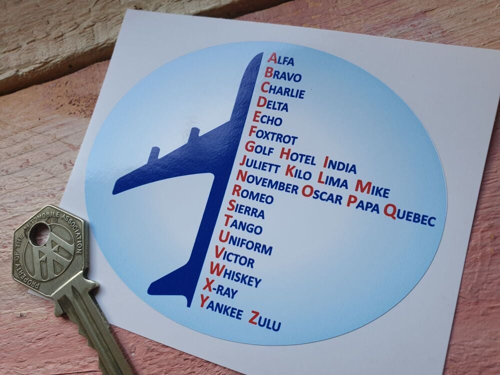 NATO Phonetic Alphabet Decorative Airliner style Cockpit, Laptop etc. Stick