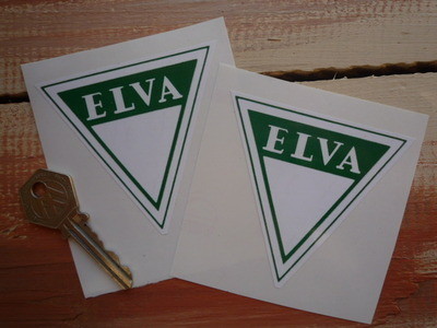 Elva. Triangular. Green & White Stickers. 3" Pair.