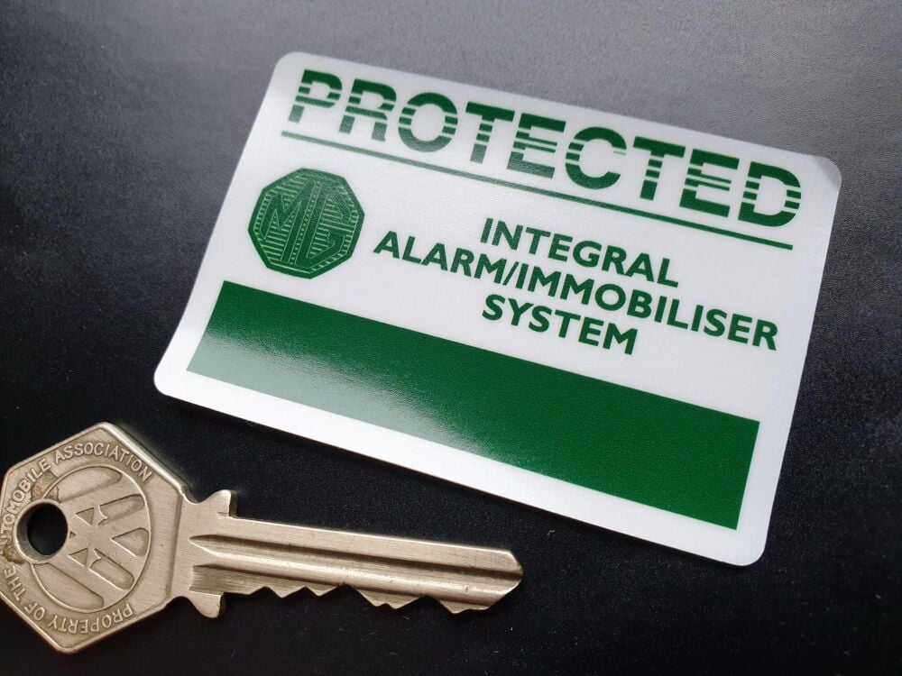 MG MGF RV8 etc PROTECTED Integral Alarm / Imobiliser System Window Sticker.