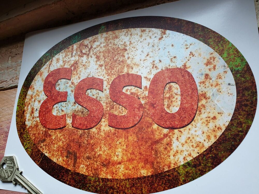 Esso very Distressed look Oval Sticker. 8".
