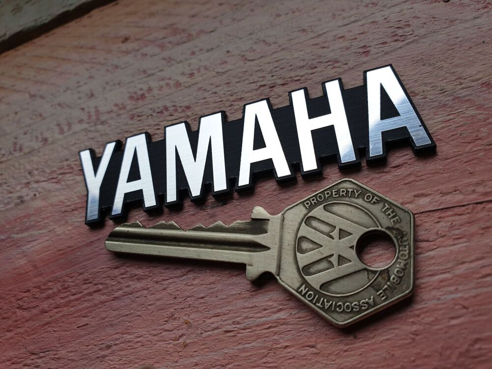 Yamaha Text Style Laser Cut Self Adhesive Composite Bike Badge  80mm.