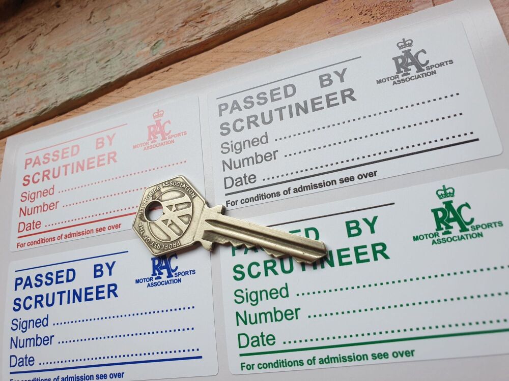Old style RAC MSA Repro Race Scrutineers Stickers - Set of 4