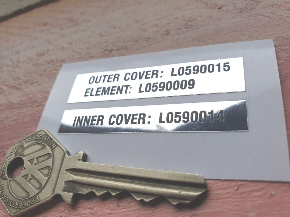 Lotus Esprit Turbo Air Filter Cover labels - UV Black on Mirrored Foil - 55