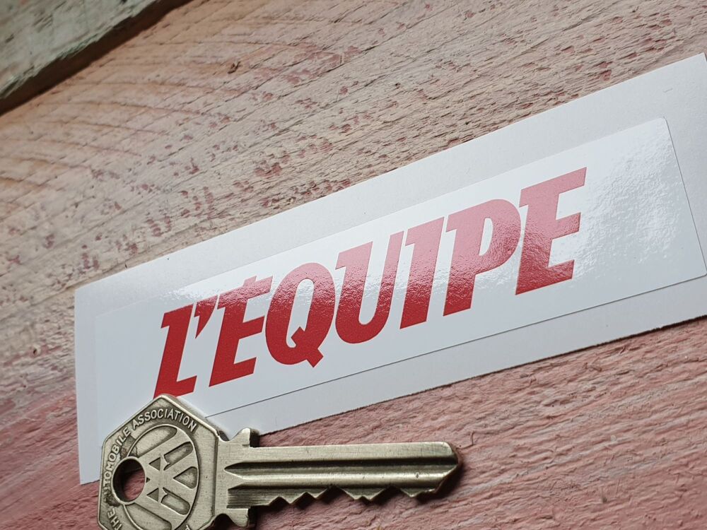 L'Equipe Red Text Sports Paper Sponsors Stickers.  4"/100mm  Pair.