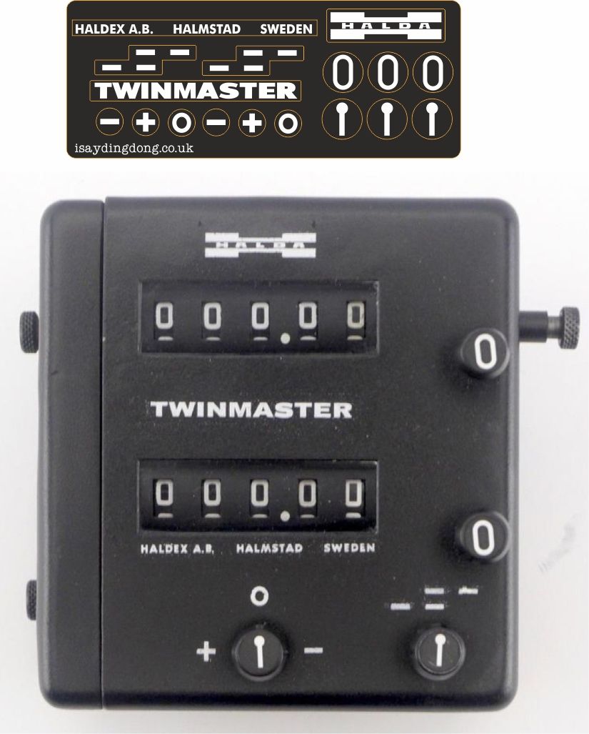 Halda TWINMASTER refurbishment sticker set.