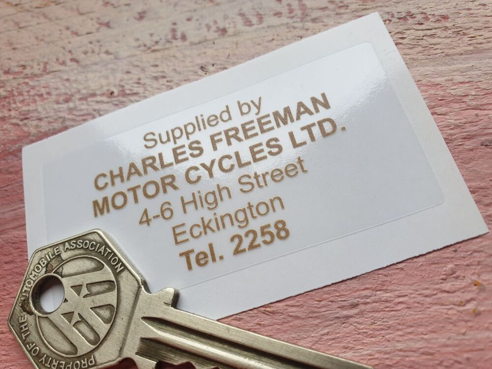 Charles Freeman Eckington Sheffield Motorcycle Dealer Sticker. 2.75".