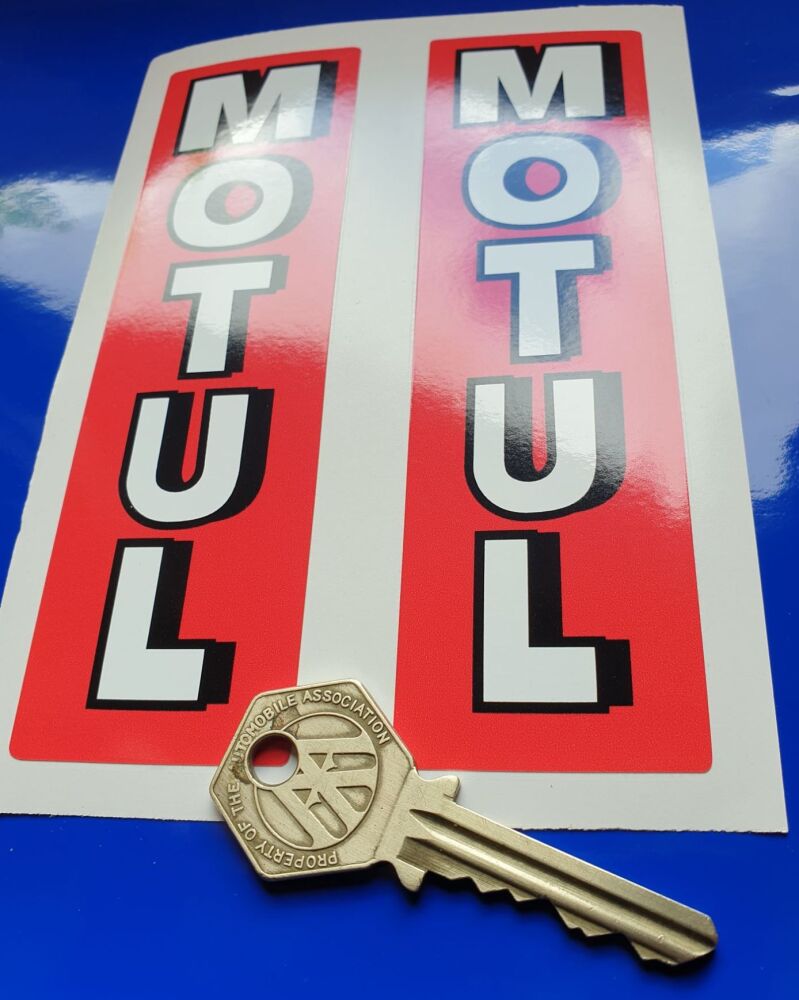 Motul Shaded Text Vertical Oblong Stickers 5.5 inch / 138mm Pair