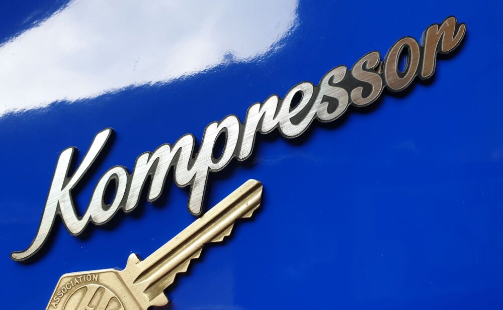 Kompressor Script Style Laser Cut Self Adhesive Car Badge. 5" / 125 mm Turbo Supercharged
