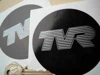 TVR Solid Black Circular Stickers. 3.5" Pair.