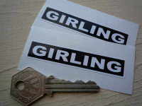 Girling Black & White Oblong Stickers. 3" Pair.