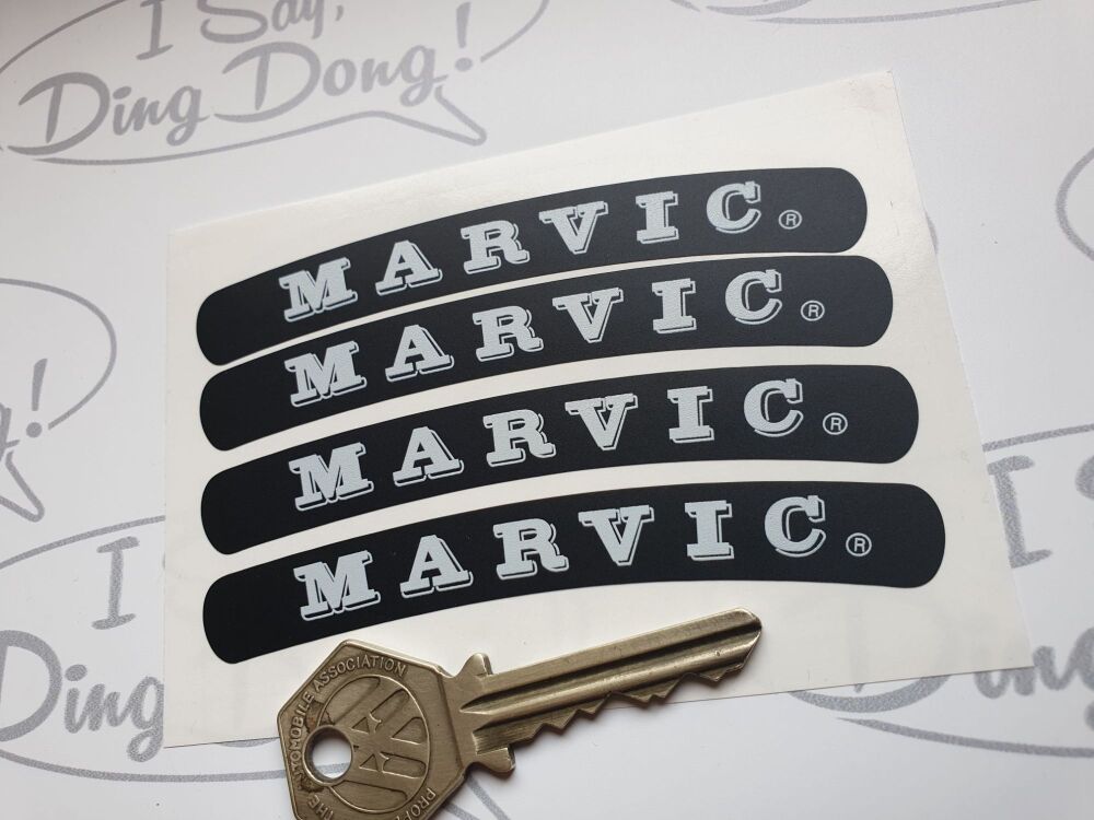 Marvic Wheels Shadow Style White on Matt Black Stickers - Set of 4 - 95mm