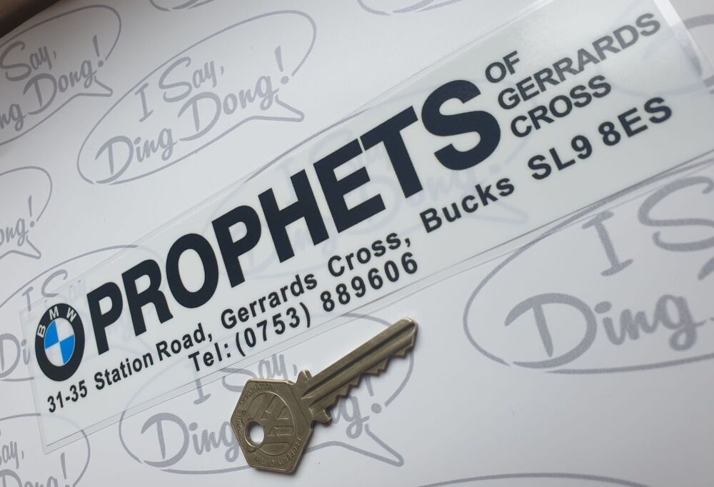 Prophets, Gerrards Cross,  Dealers Window Sticker. 9".