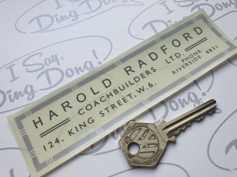 HAROLD RADFORD - Mini, Bentley & Rolls Royce Dealer Window Sticker - 6"