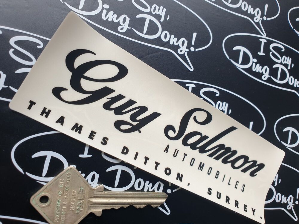 Guy Salmon old style Jensen Jaguar Dealer Window Sticker - 6 "