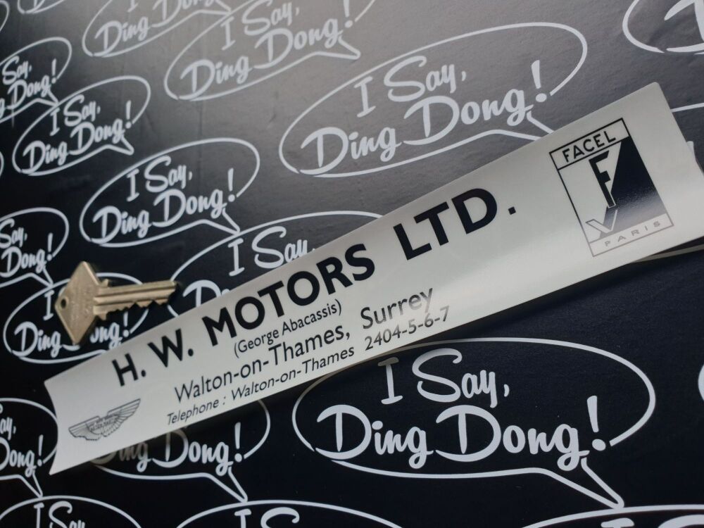 H W Motors HWM Dealer Window Sticker - 8.5 " George Abecassis Facel Vega Aston Martin