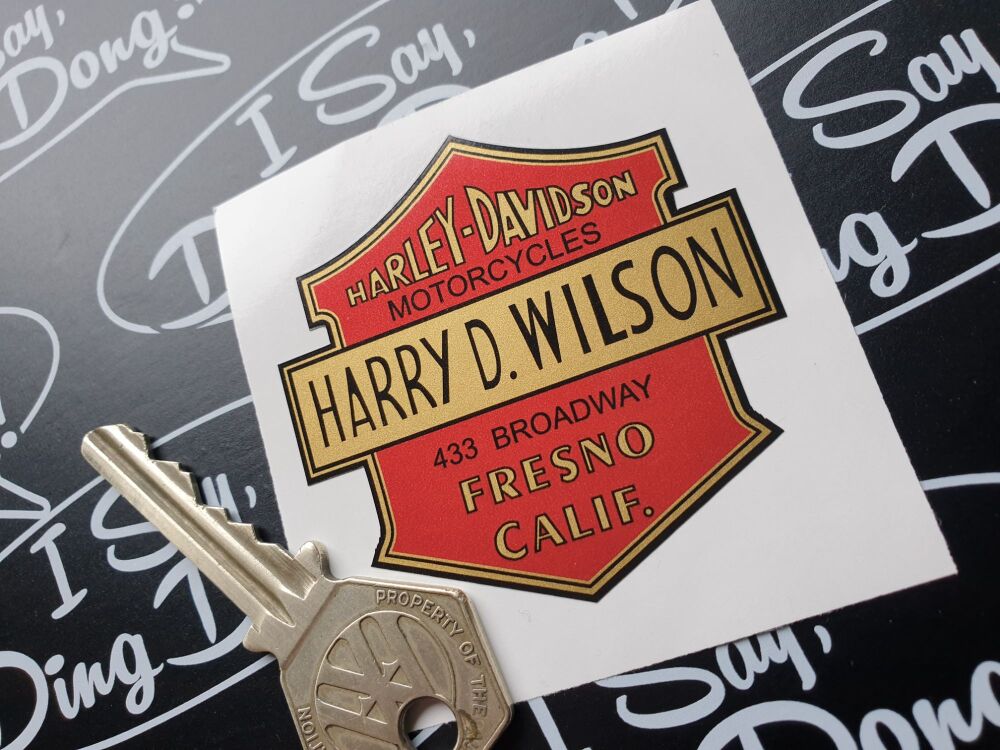 Harry D Wilson HD Dealer Fresno California Motorcycle Dealer Sticker. 2.25".