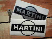 Martini Logo Stickers. Black & Clear or Black & Silver. 3", 3.25", 4" or 6" Pair.