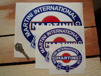 Martini International Club. Belted Logo Stickers. 2.75", 4", 6" or 8" Pair.