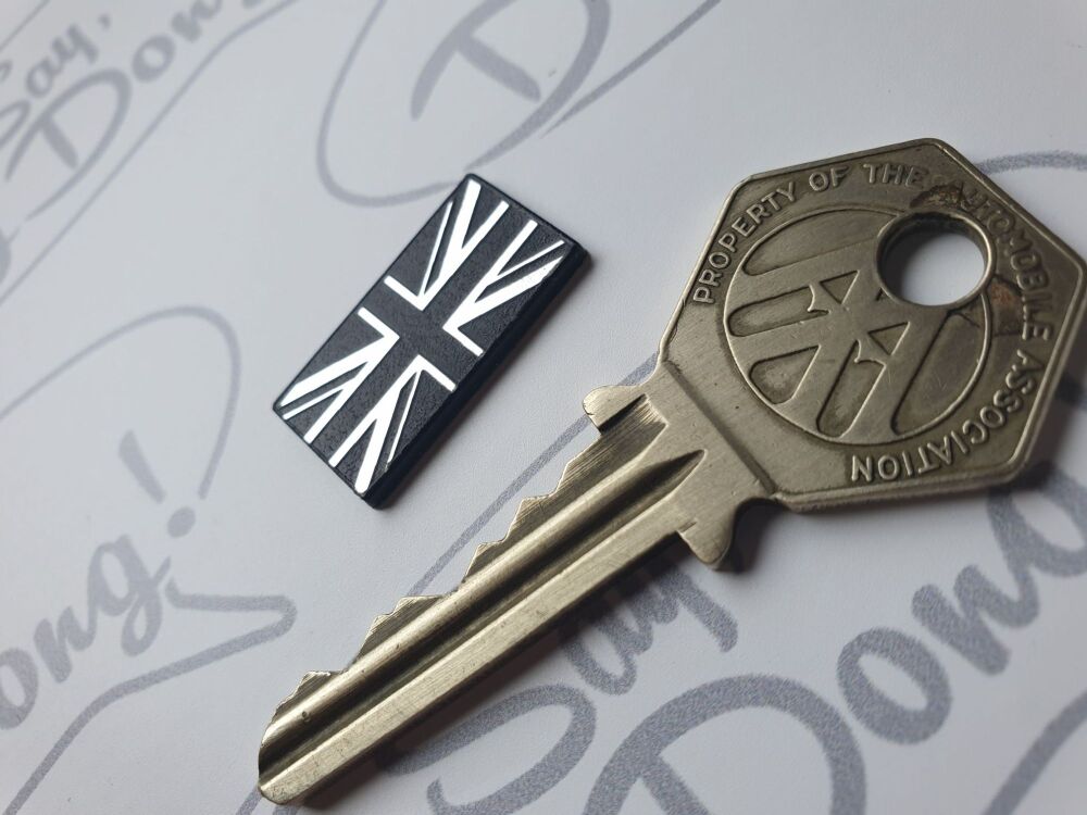 Union Jack Self Adhesive Badge SPECIAL OFFER - Oblong - Black & Silver - 1"