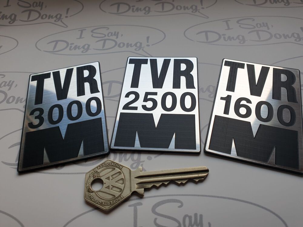 TVR Self Adhesive Car Badge 75 x 50mm  1600M, 2500M, 3000M.