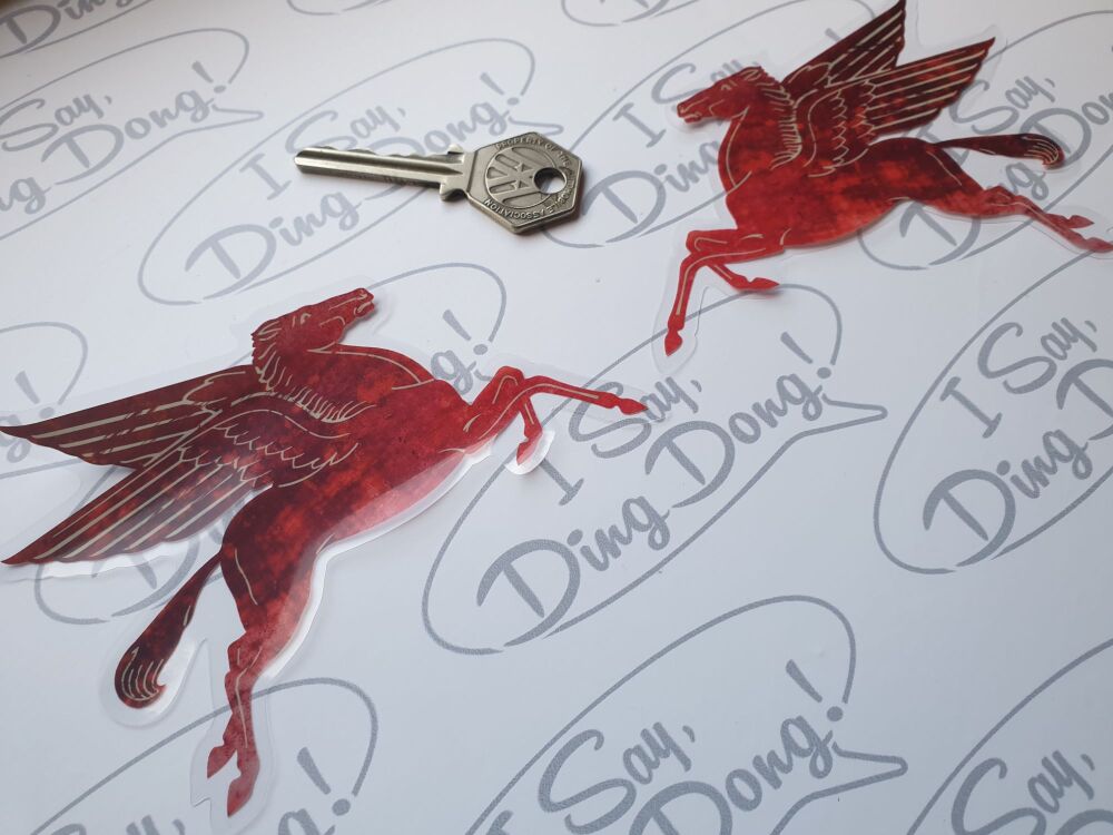 Mobil Earlier Pegasus Distressed WINDOW Stickers - 3" or 4" Pair