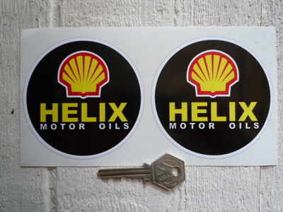 Shell Helix Motor Oils Stickers. 3.5" Pair.