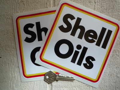 Shell Oils Type B Rally Square Stickers. 5.5" Pair.