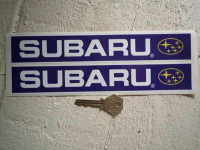 Subaru Blue Oblong Stickers. 9.5