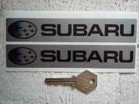Subaru Silver & Black Oblong Stickers. 6