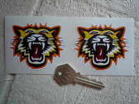Growling Tiger Face Stickers. 3" Pair.