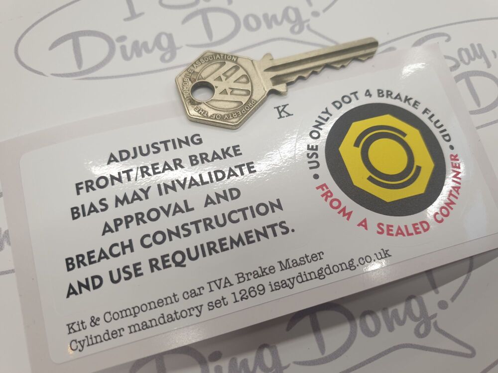 KIT & Component Car IVA Compliant Brake Master Cylinder Pair Warning Stickers.