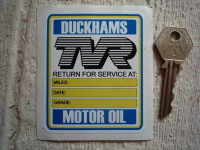 TVR Service with Duckhams Motor Oil Sticker. 3.25"
