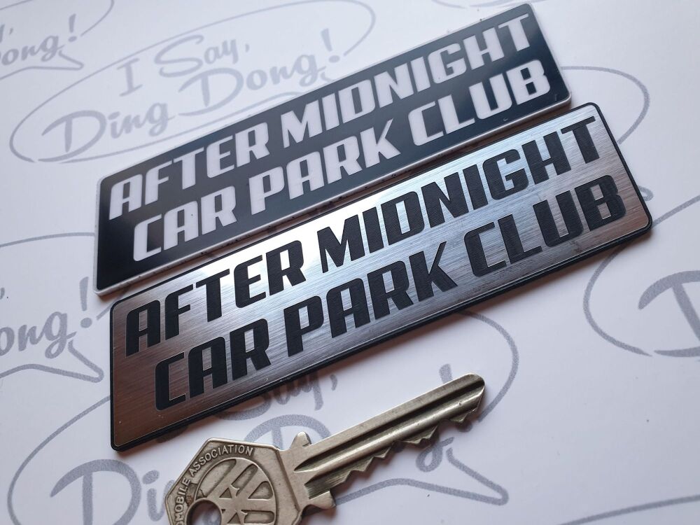 AFTER MIDNIGHT CAR PARK CLUB Style Laser Cut Self Adhesive Car Badge - 120mm