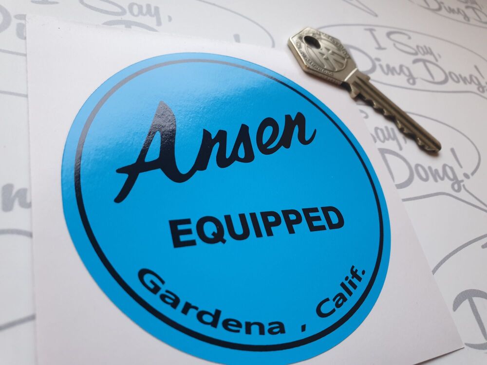 ANSEN Equipped  Gardens California Hot Rod Sticker. 85mm