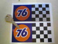 Union 76 Chequered Race Stickers. 5" Pair.