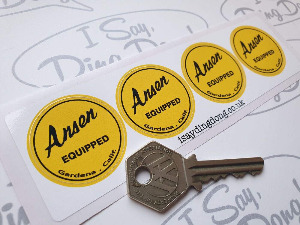 ANSEN Equipped  Gardens California Hot Rod Sticker. Set of 4 x 35mm