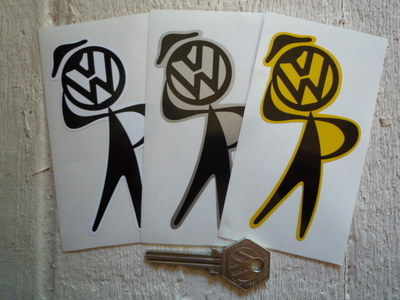 VW Volkswagen Bubblehead Shaped Car Stickers. 4" Pair.