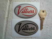 Villiers Silver Oval Stickers. 3" Pair.
