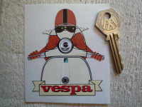 Vespa Cafe Racer Pudding Basin & Scroll Sticker. 3.25".