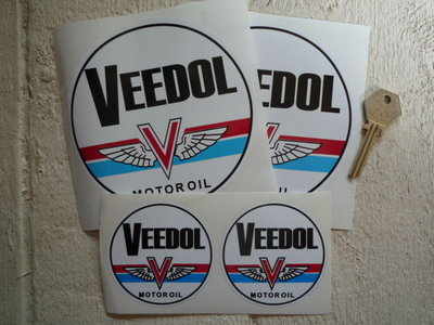Veedol Motor Oil Blue Band Circular Stickers. 2.5" or 5" Pair.