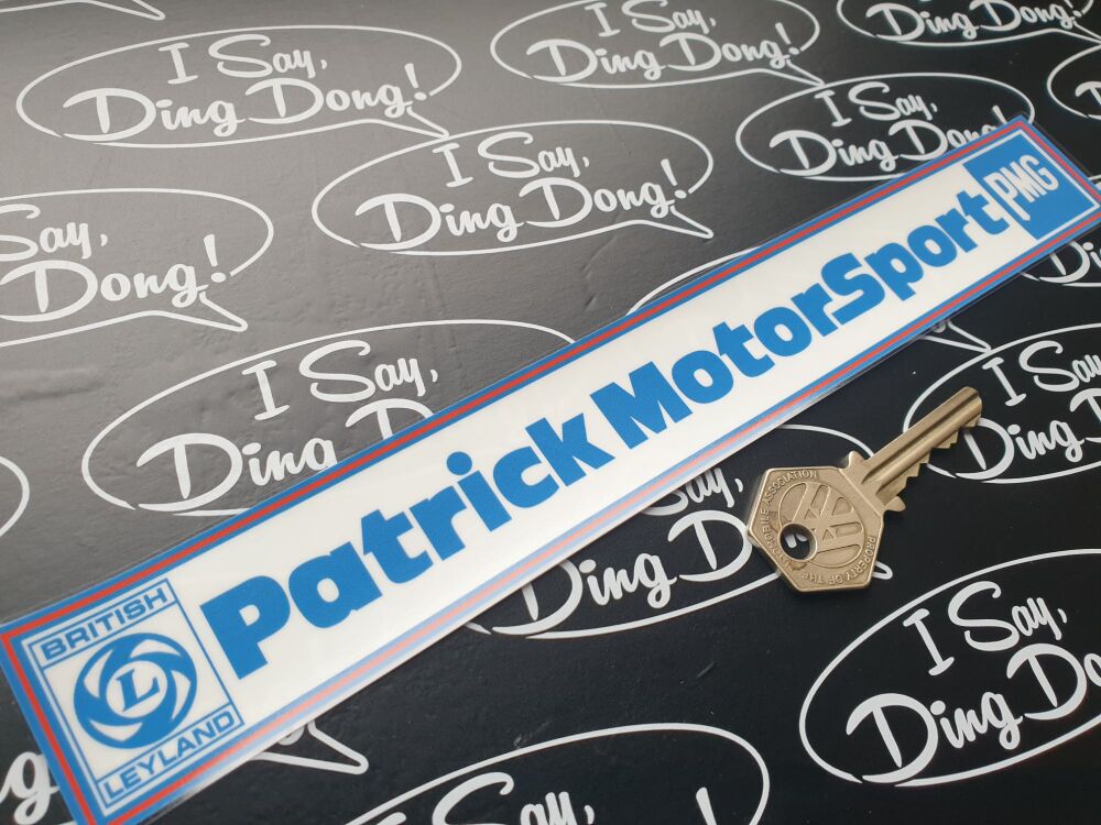 PATRICK MOTORSORT Dealer PMG British Leyland Window Sticker 10" Mini Rover SD1 etc