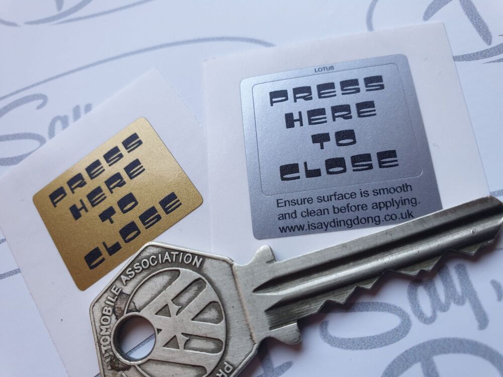 Lotus Elite 75 & 83 501, 502, 503, 504 etc PRESS HERE TO CLOSE Tailgate sticker. Silver or Gold.